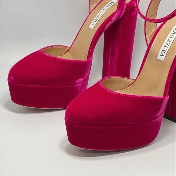Aquazzura So High Velvet Platform Pumps size 37 - Picture 4 of 10